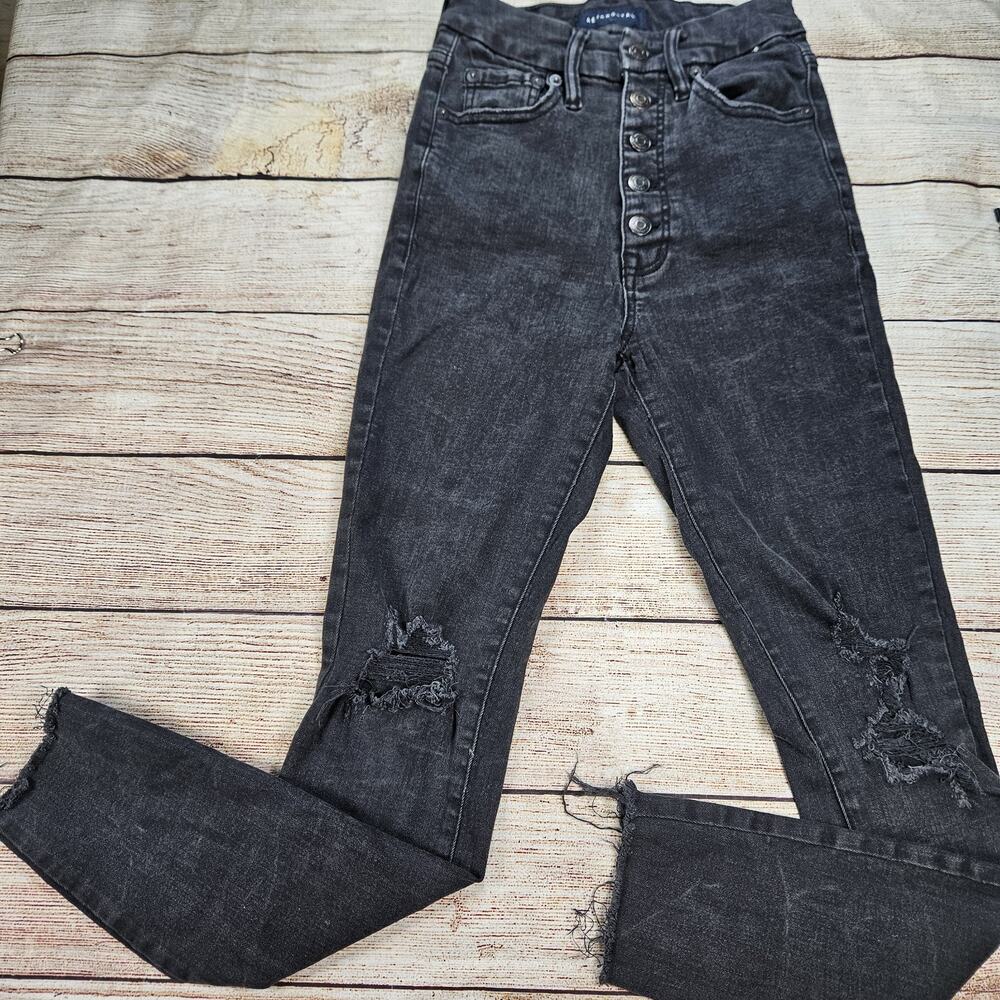 Aeropostale Aero Super High Rise Curvy Jegging Distressed Denim Black Jeans 2R